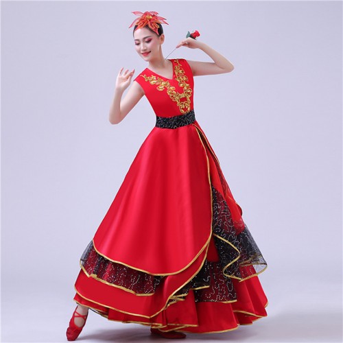  red Flamenco dress for women female ballroom paso double dance dresses spanish bull dance dresses stage performance costumes